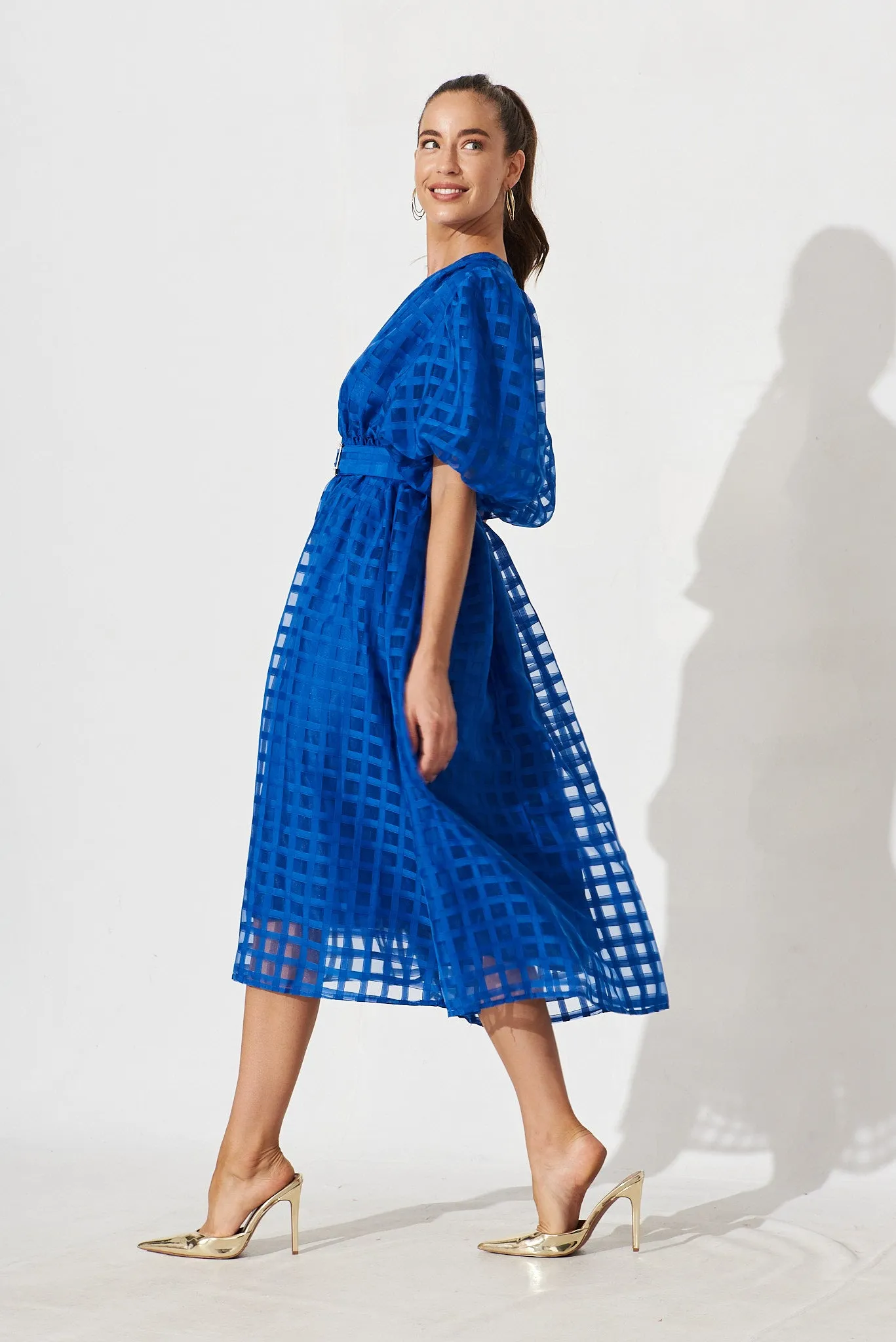 Partie Midi Dress In Cobalt Blue Organza sold by St Frock product image thumbnail 4