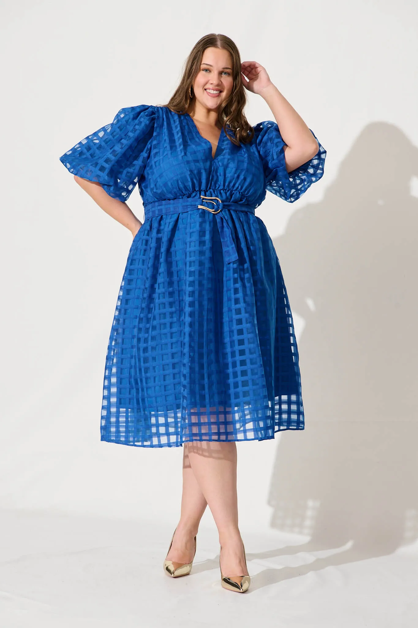 Partie Midi Dress In Cobalt Blue Organza sold by St Frock product image thumbnail 2