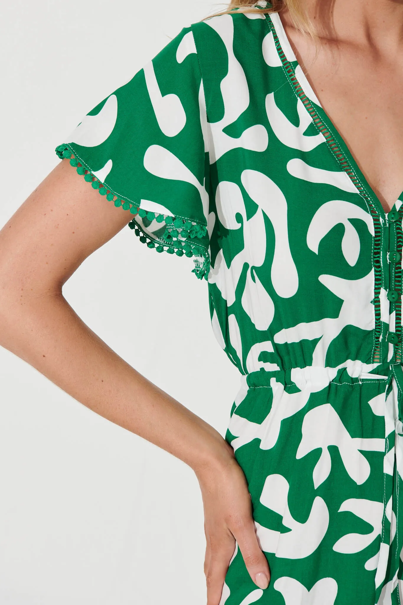 Tara Dress In Green With White Print sold by St Frock product image thumbnail 5
