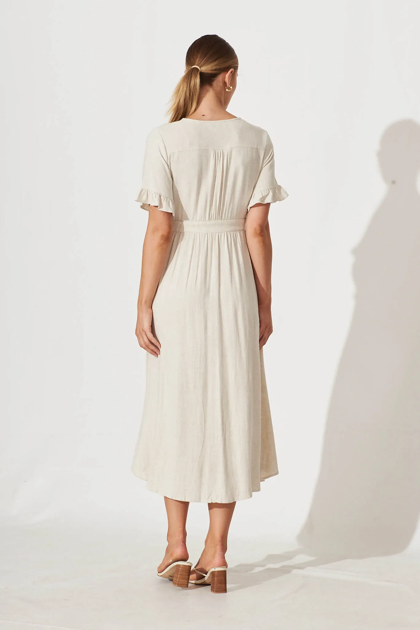 Aire Midi Dress In Oatmeal Linen sold by St Frock product image thumbnail 4