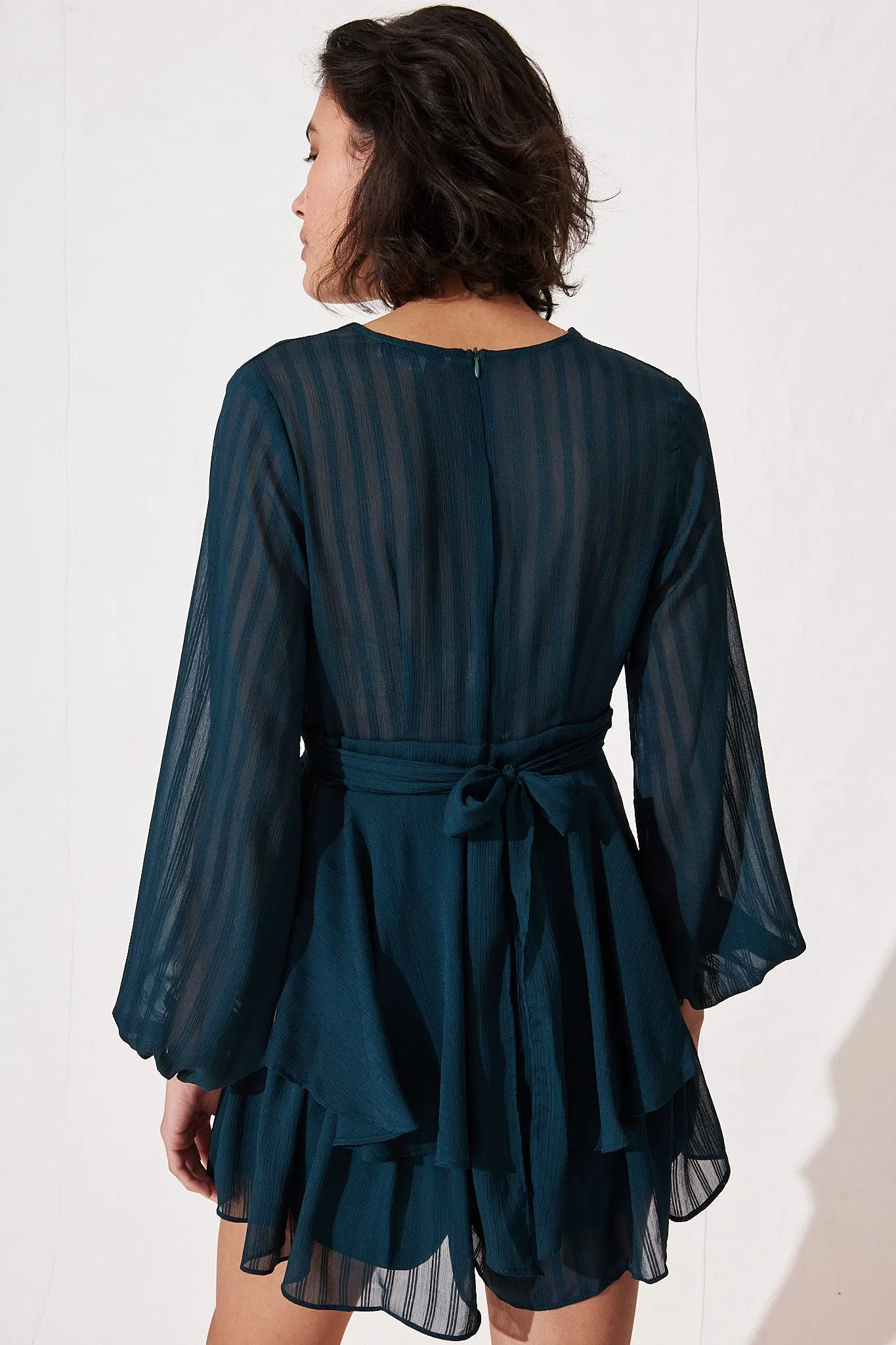 Florin Frill Hem Playsuit In Emerald Chiffon sold by St Frock product image thumbnail 4