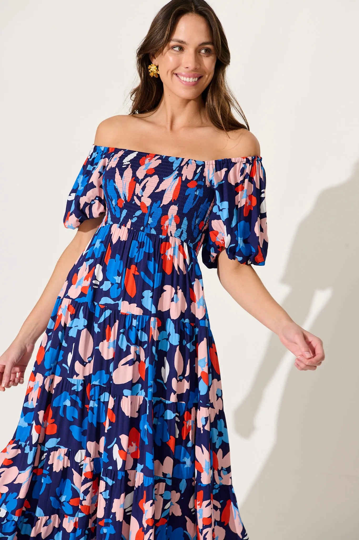 Lucy Maxi Dress In Navy With Pink Floral sold by St Frock product image thumbnail 2