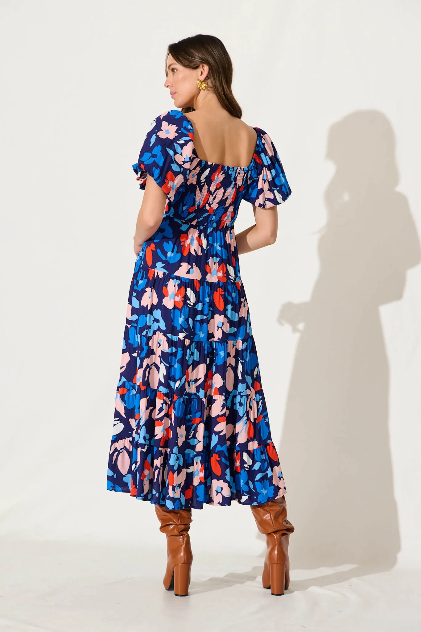 Lucy Maxi Dress In Navy With Pink Floral sold by St Frock product image thumbnail 4