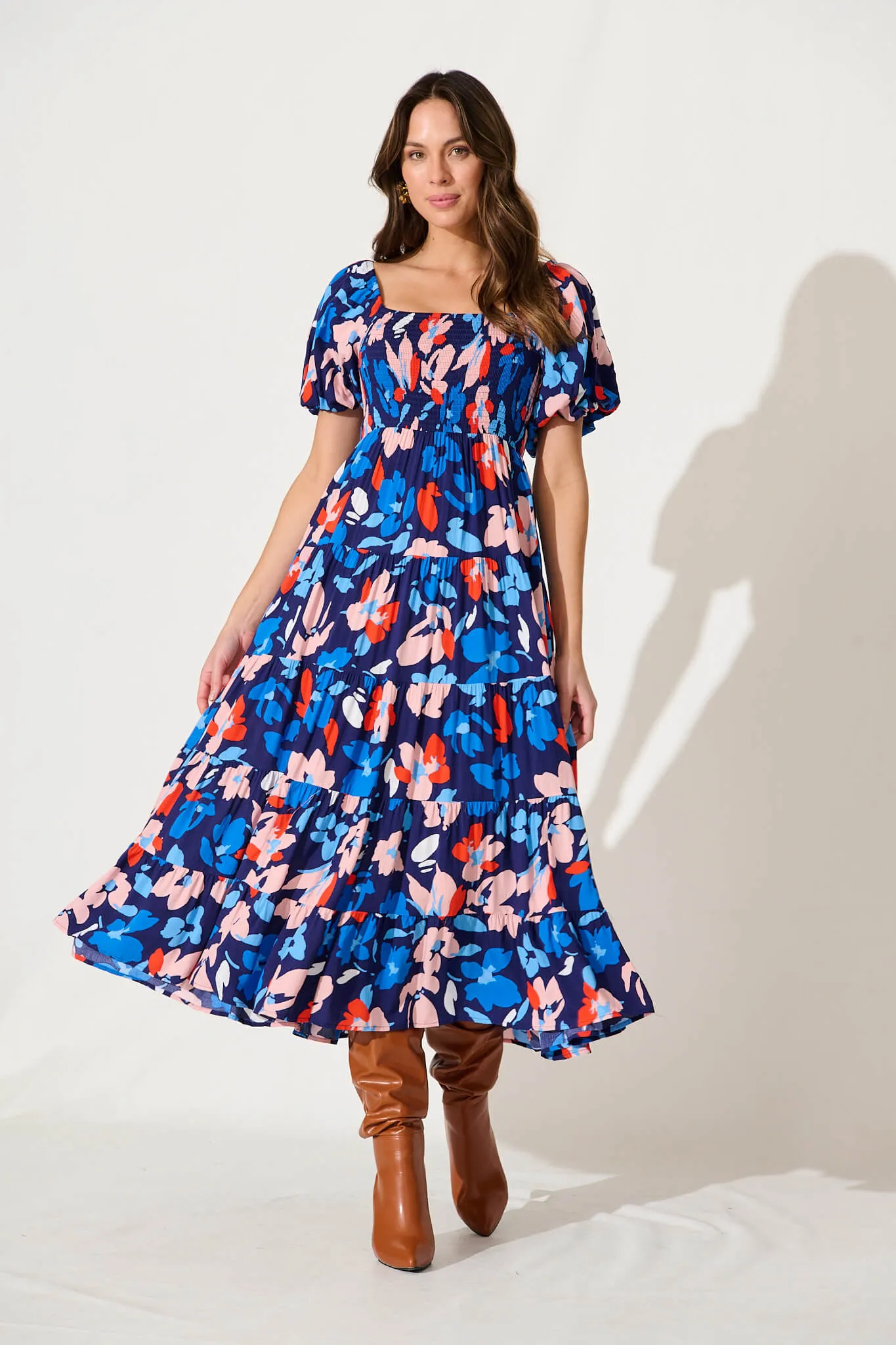 Lucy Maxi Dress In Navy With Pink Floral sold by St Frock product image thumbnail 5
