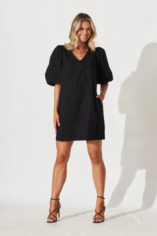Ashlynn Dress In Black Cotton sold by St Frock