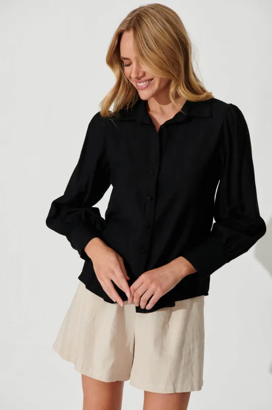 Mavis Shirt In Black sold by St Frock