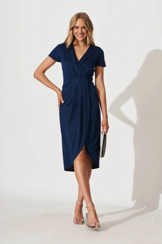 Tinker Midi Dress In Cobalt Blue Lurex sold by St Frock