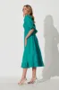 Ever Midi Dress In Teal Cotton Linen sold by St Frock