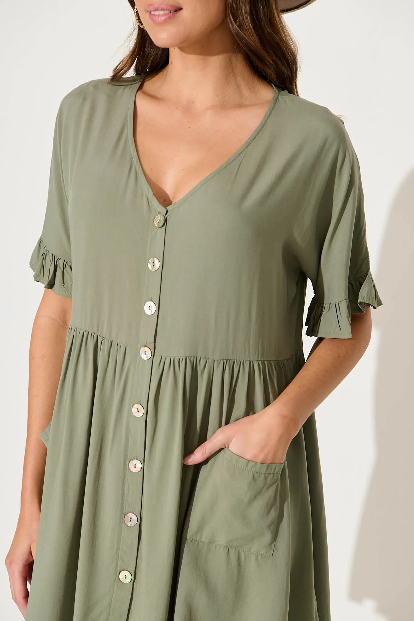 Maybank Smock Dress In Khaki sold by St Frock product image thumbnail 5