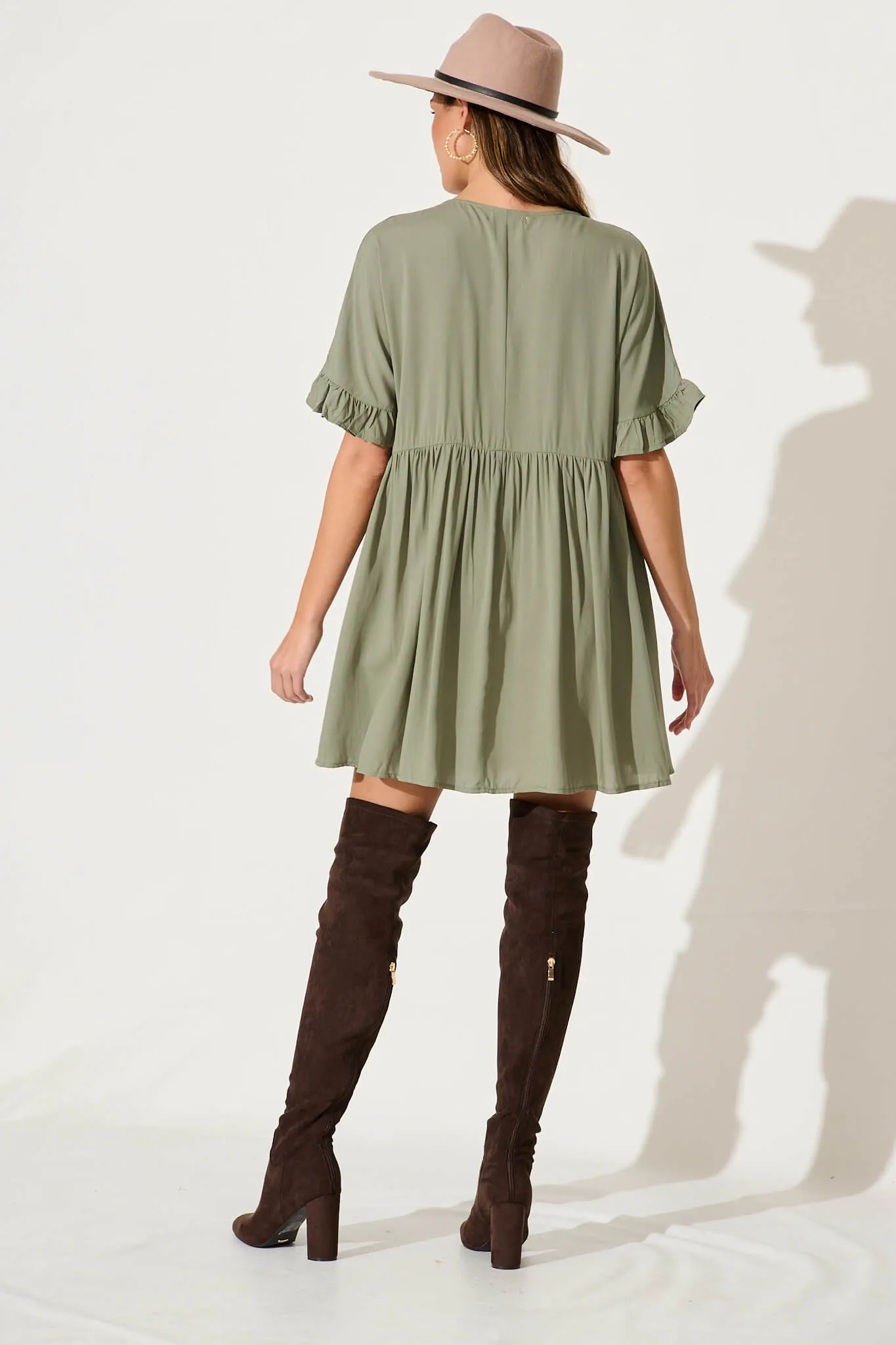 Maybank Smock Dress In Khaki sold by St Frock product image thumbnail 4