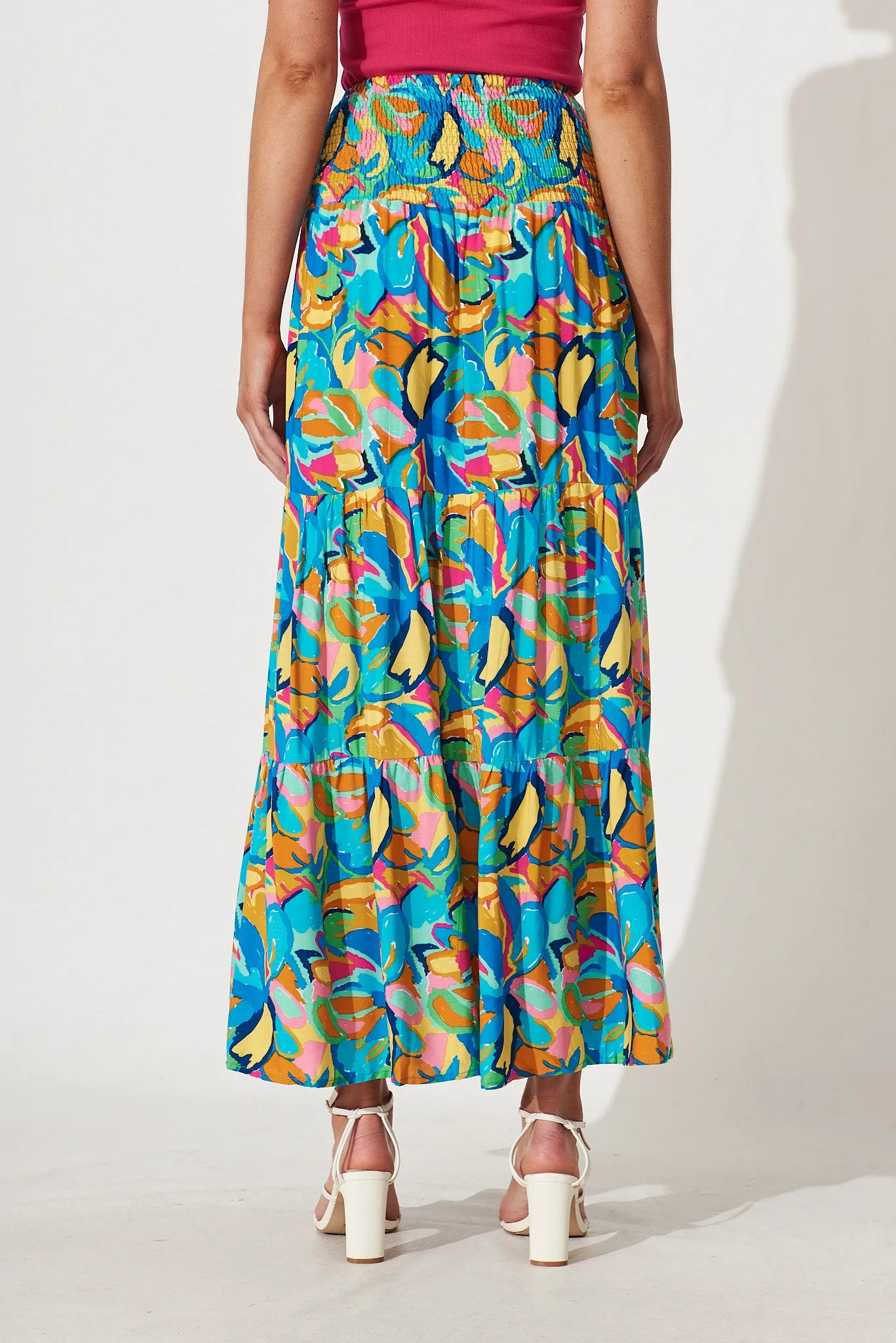 Macarena Maxi Skirt In Bright Abstract Floral Print sold by St Frock product image thumbnail 4