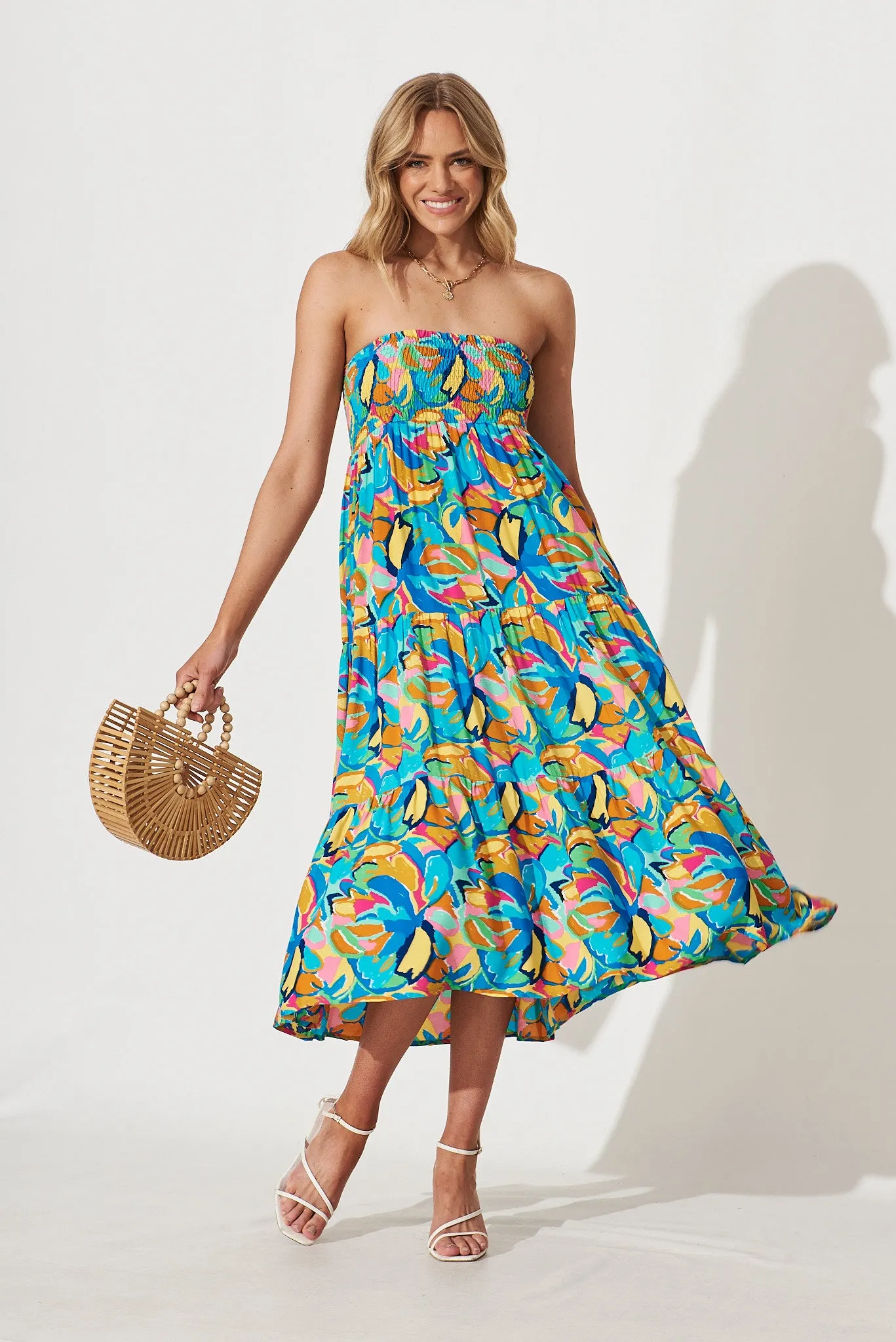 Macarena Maxi Skirt In Bright Abstract Floral Print sold by St Frock product image thumbnail 5