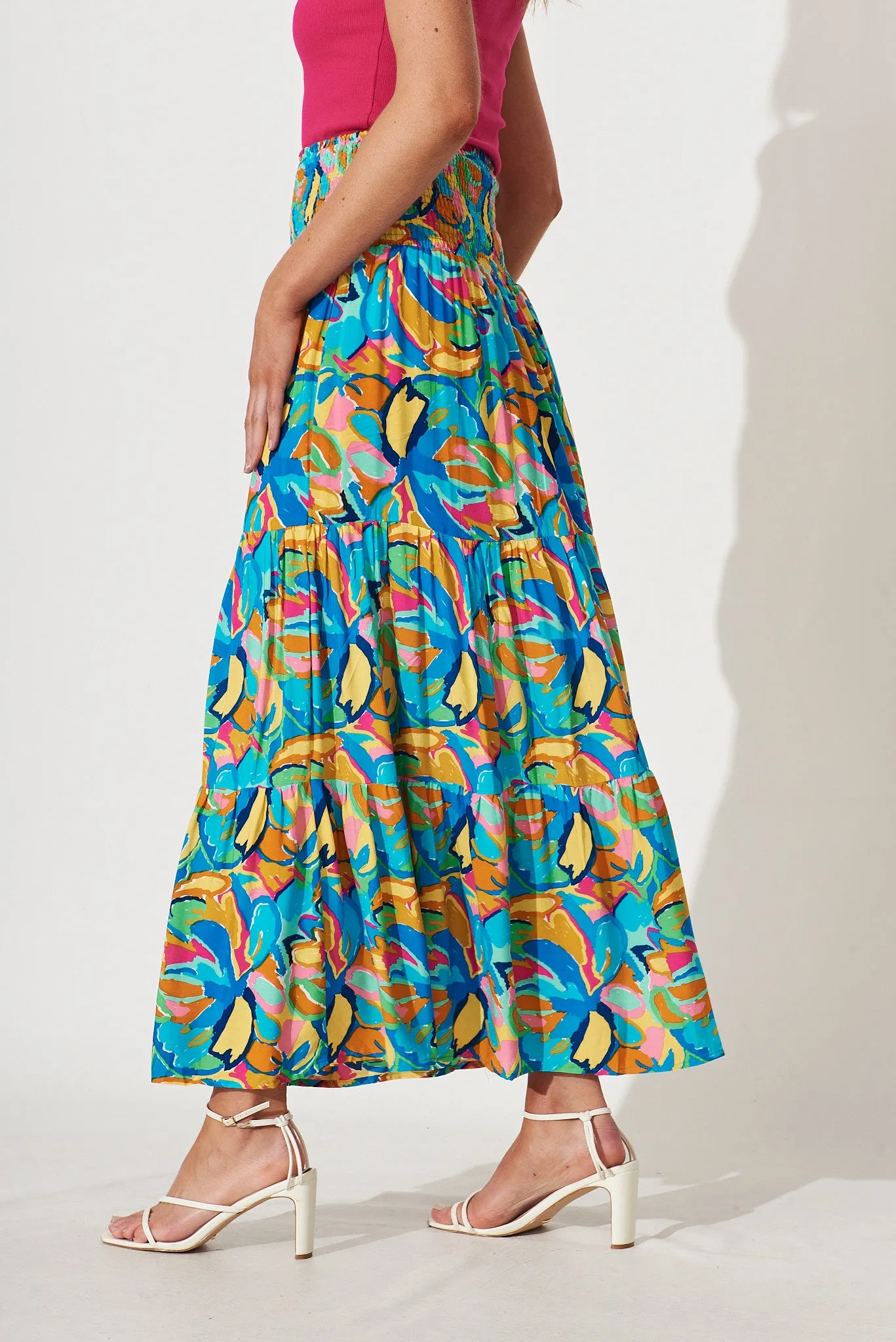 Macarena Maxi Skirt In Bright Abstract Floral Print sold by St Frock product image thumbnail 2