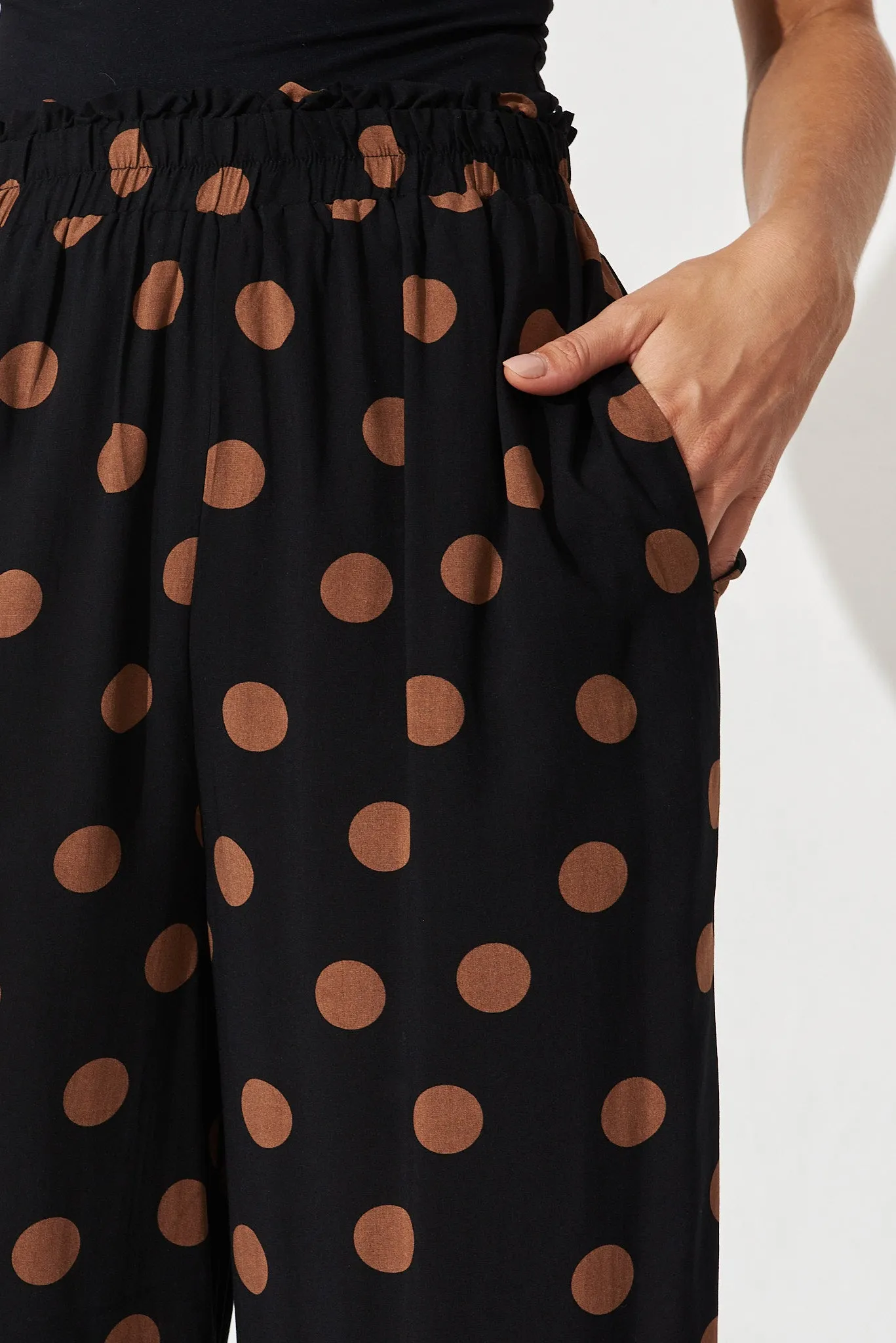 Julissa Pant In Black With Brown Spot sold by St Frock product image thumbnail 5