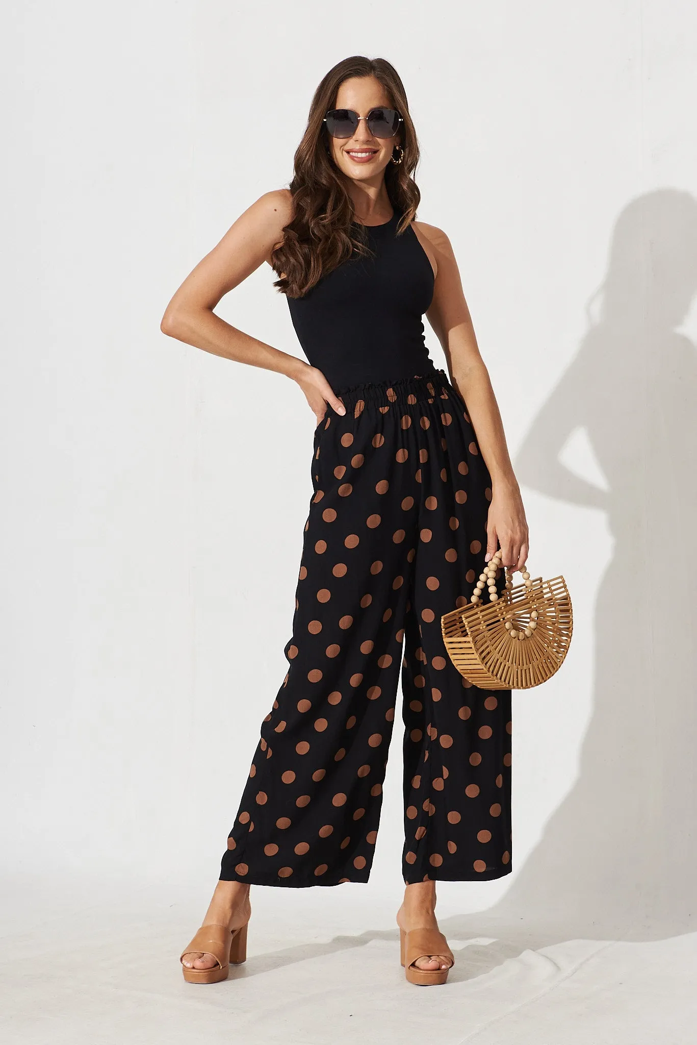 Julissa Pant In Black With Brown Spot sold by St Frock