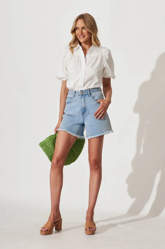 Andrea Shirt In White Cotton Blend sold by St Frock