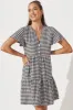 Adeline Shirt Dress In Black And White Gingham sold by St Frock
