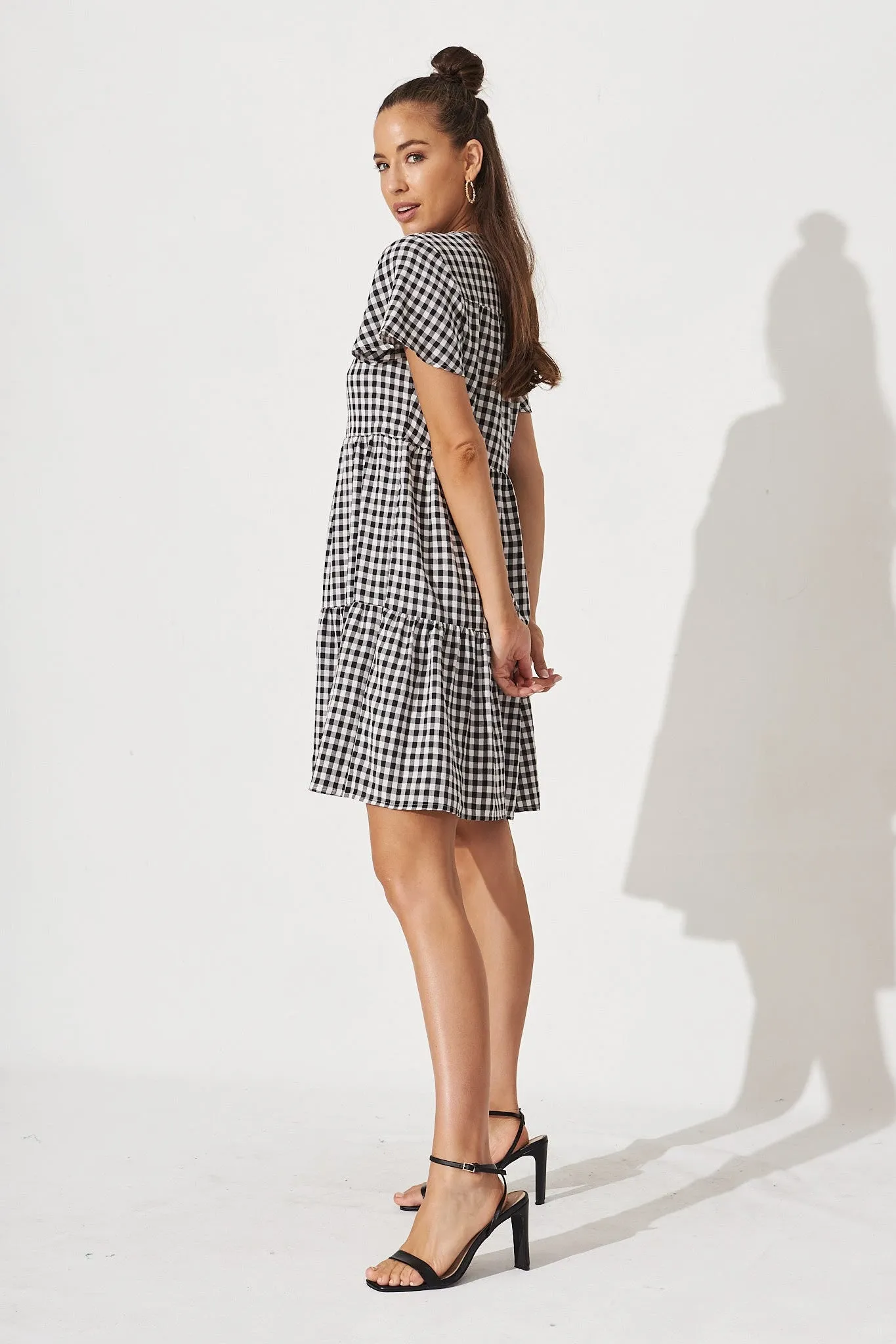 Adeline Shirt Dress In Black And White Gingham sold by St Frock product image thumbnail 3