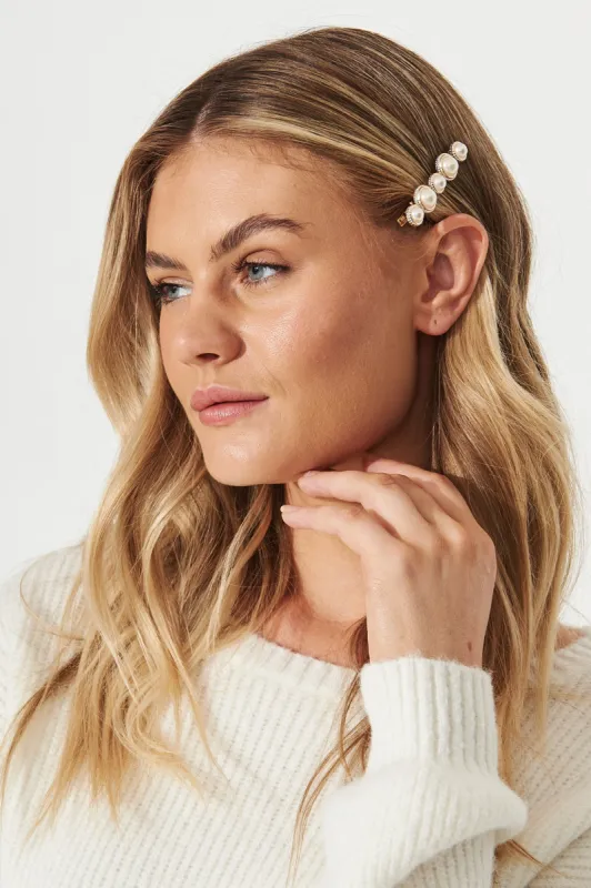 Vita Clip In Gold With Pearl sold by St Frock