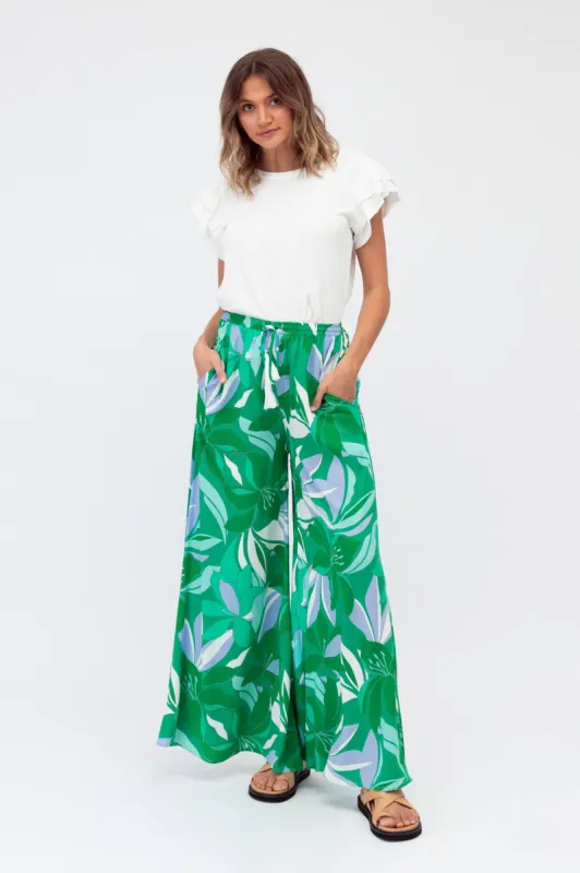 Lucia Pant In Green Floral sold by St Frock