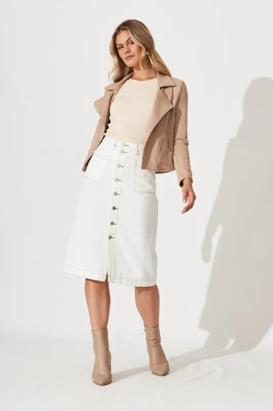 Sunflower Denim Skirt In White sold by St Frock