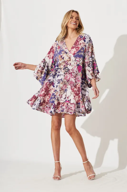 Skylar Dress In Lilac Patchwork Floral Print sold by St Frock
