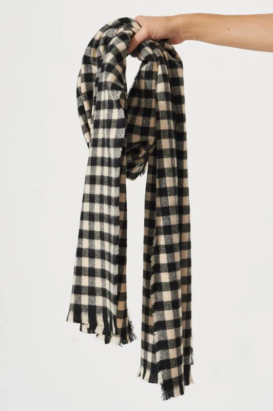 Aubrey Knit Scarf In Black Gingham sold by St Frock