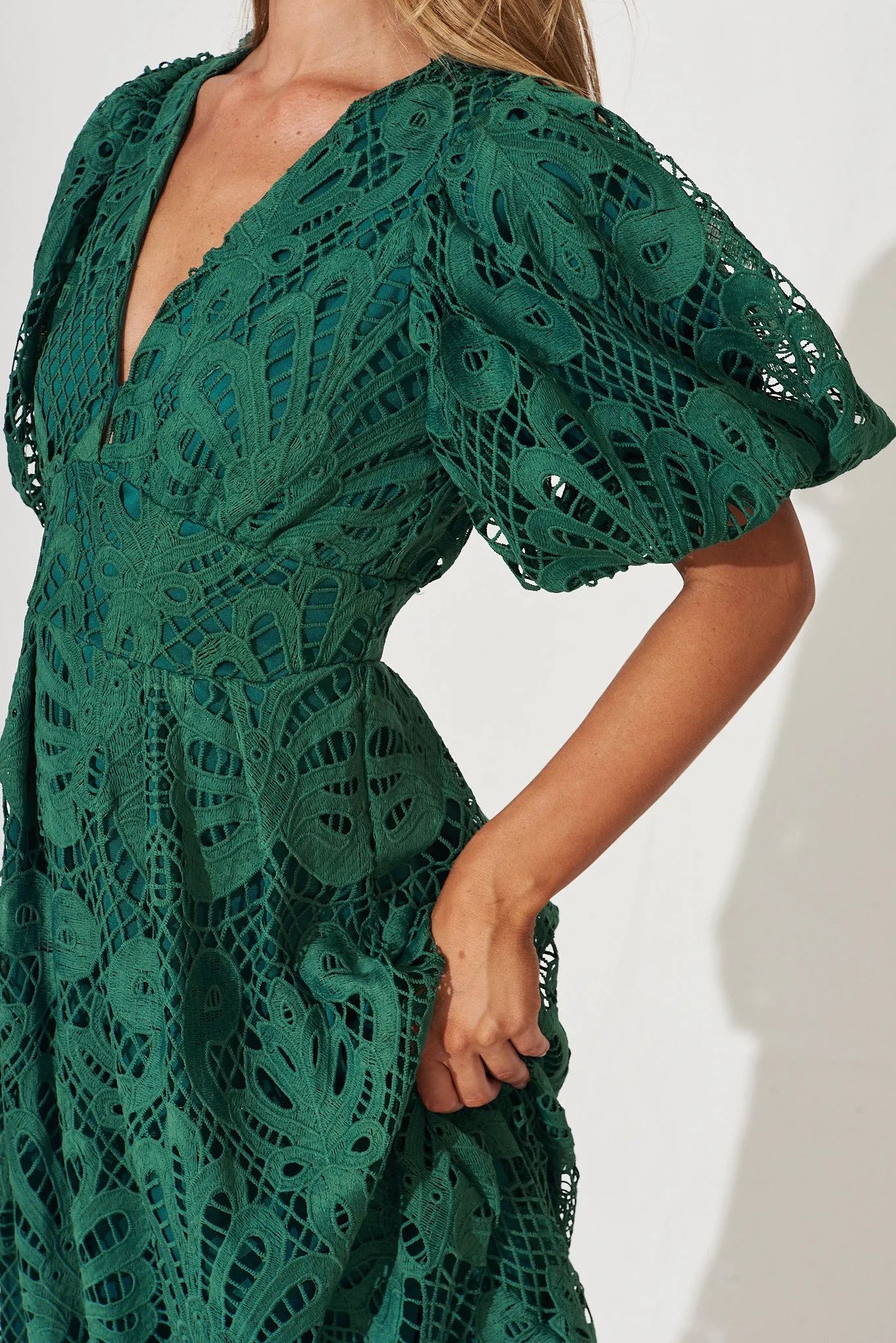 Millie Lace Maxi Dress In Emerald sold by St Frock product image thumbnail 5