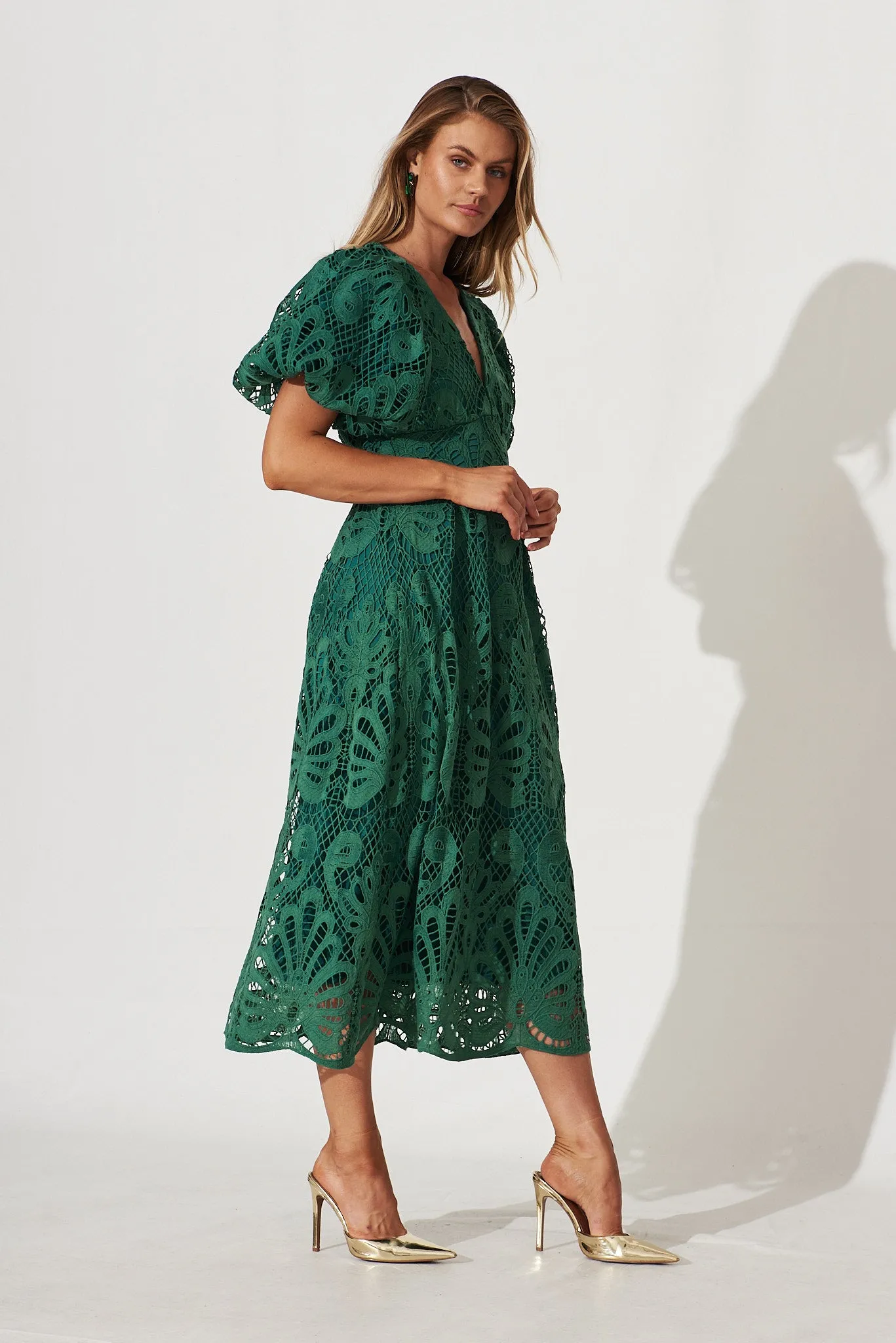 Millie Lace Maxi Dress In Emerald sold by St Frock product image thumbnail 3