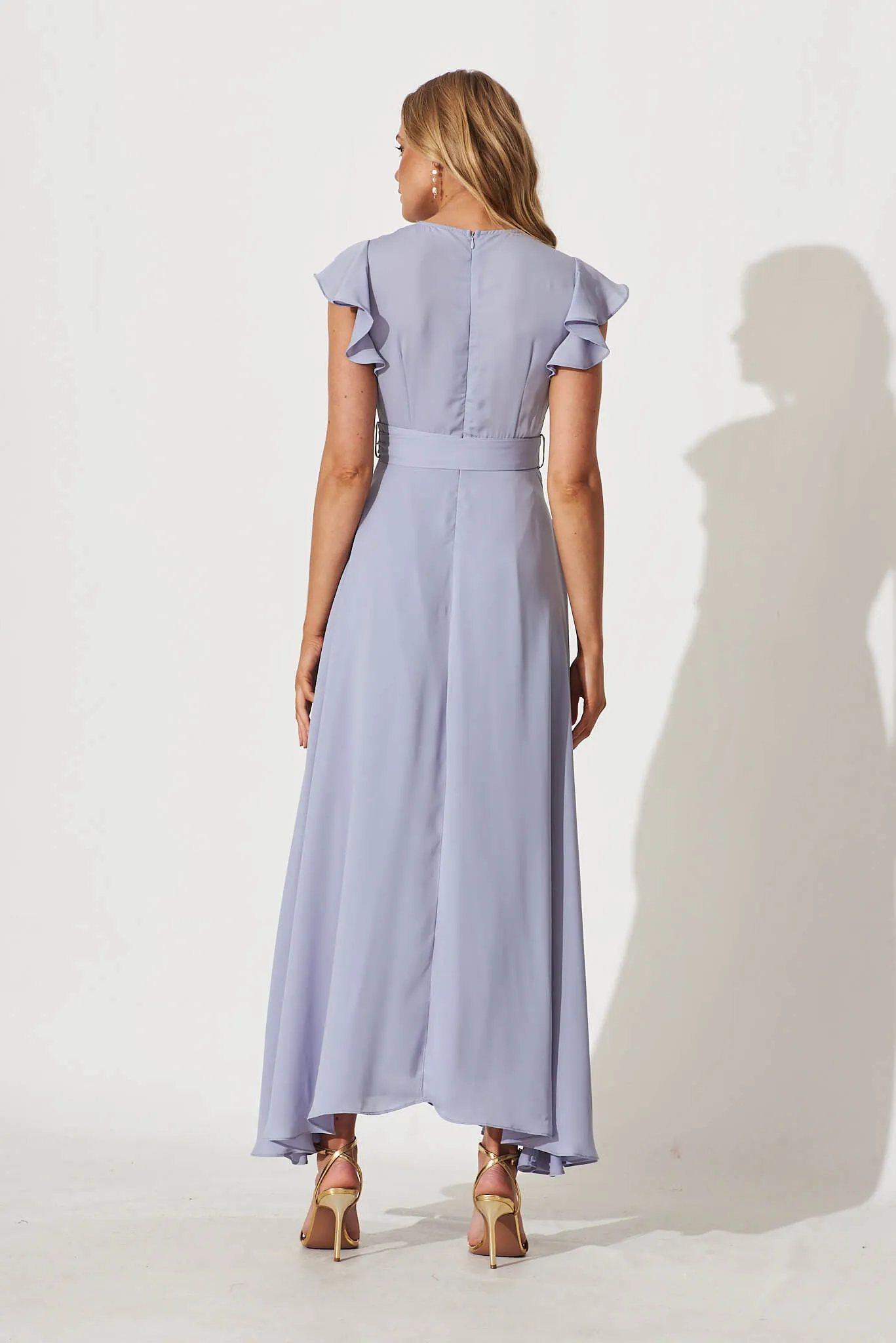 Wynter Maxi Dress in Dusty Blue Chiffon sold by St Frock product image thumbnail 4