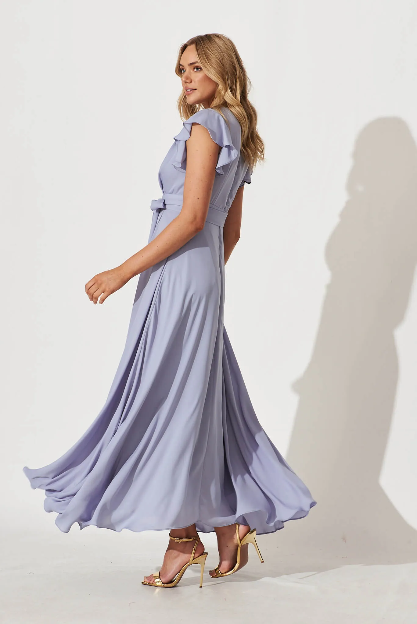 Wynter Maxi Dress in Dusty Blue Chiffon sold by St Frock product image thumbnail 3