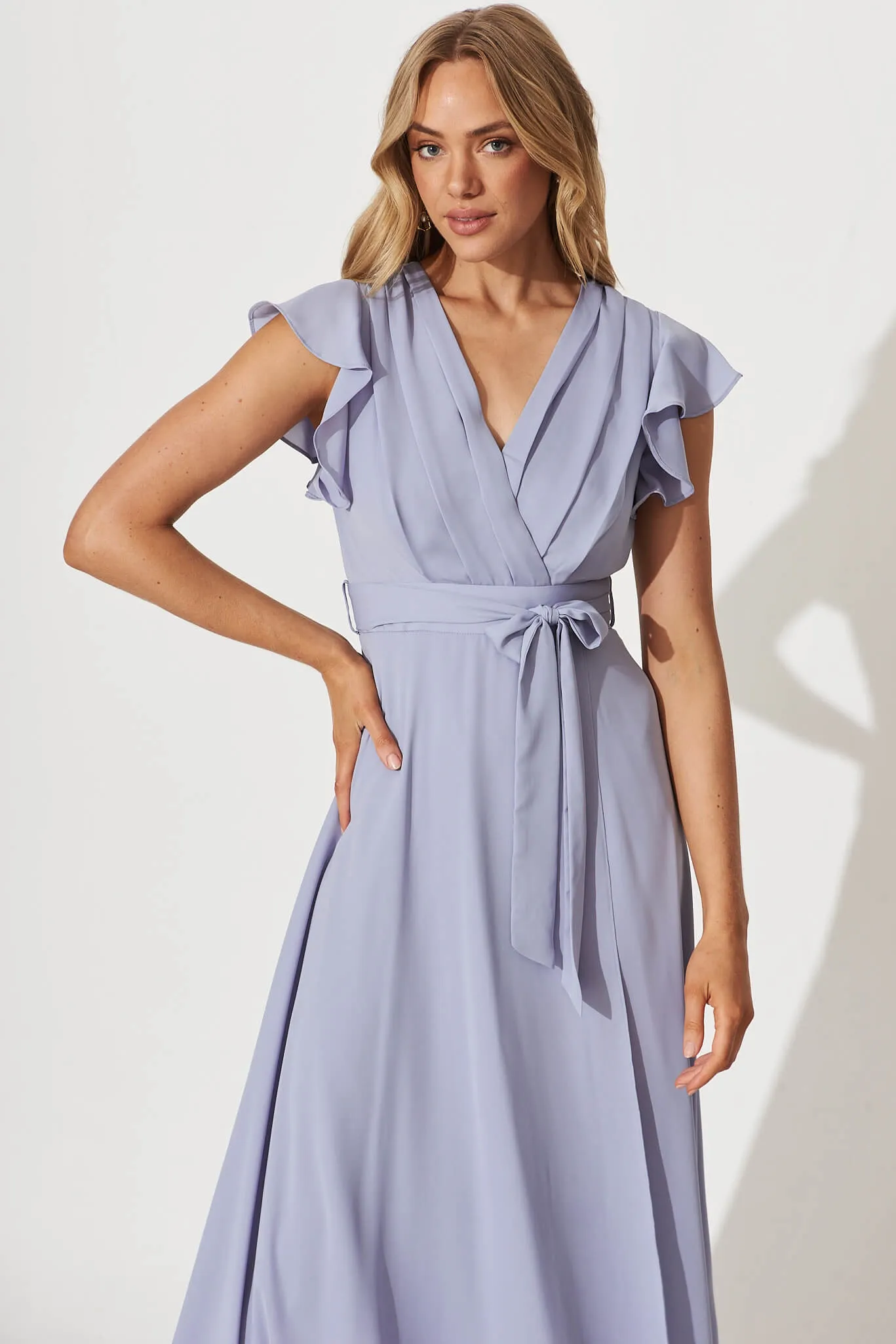 Wynter Maxi Dress in Dusty Blue Chiffon sold by St Frock product image thumbnail 2