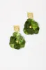 Artemis Drop Earrings In Gold With Green Resin sold by St Frock