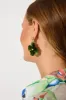 Artemis Drop Earrings In Gold With Green Resin sold by St Frock
