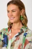 Artemis Drop Earrings In Gold With Green Resin sold by St Frock