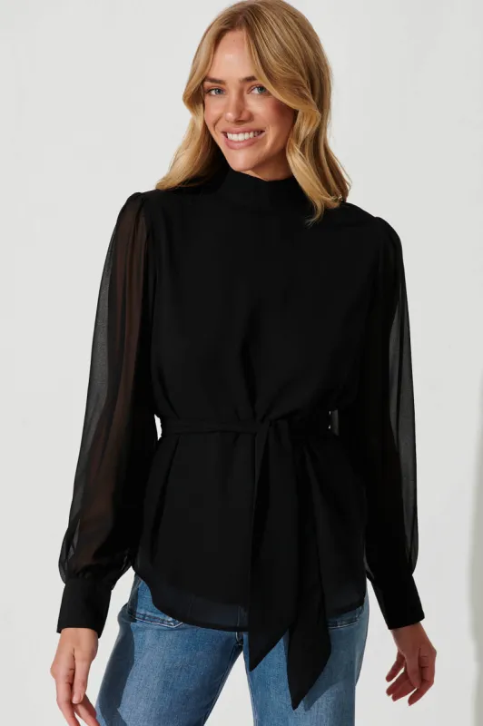 Oblivion Top In Black Chiffon sold by St Frock