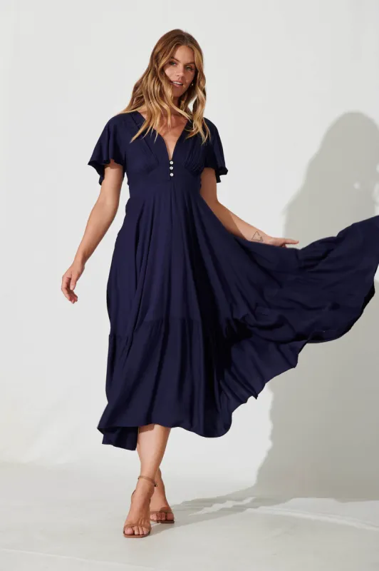 Nevada Maxi Dress In Navy sold by St Frock