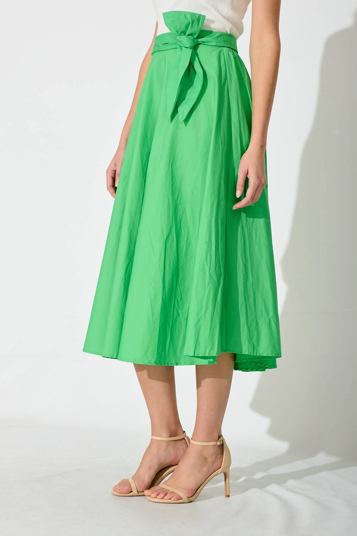 Ivy Midi Skirt In Green Cotton sold by St Frock product image thumbnail 2