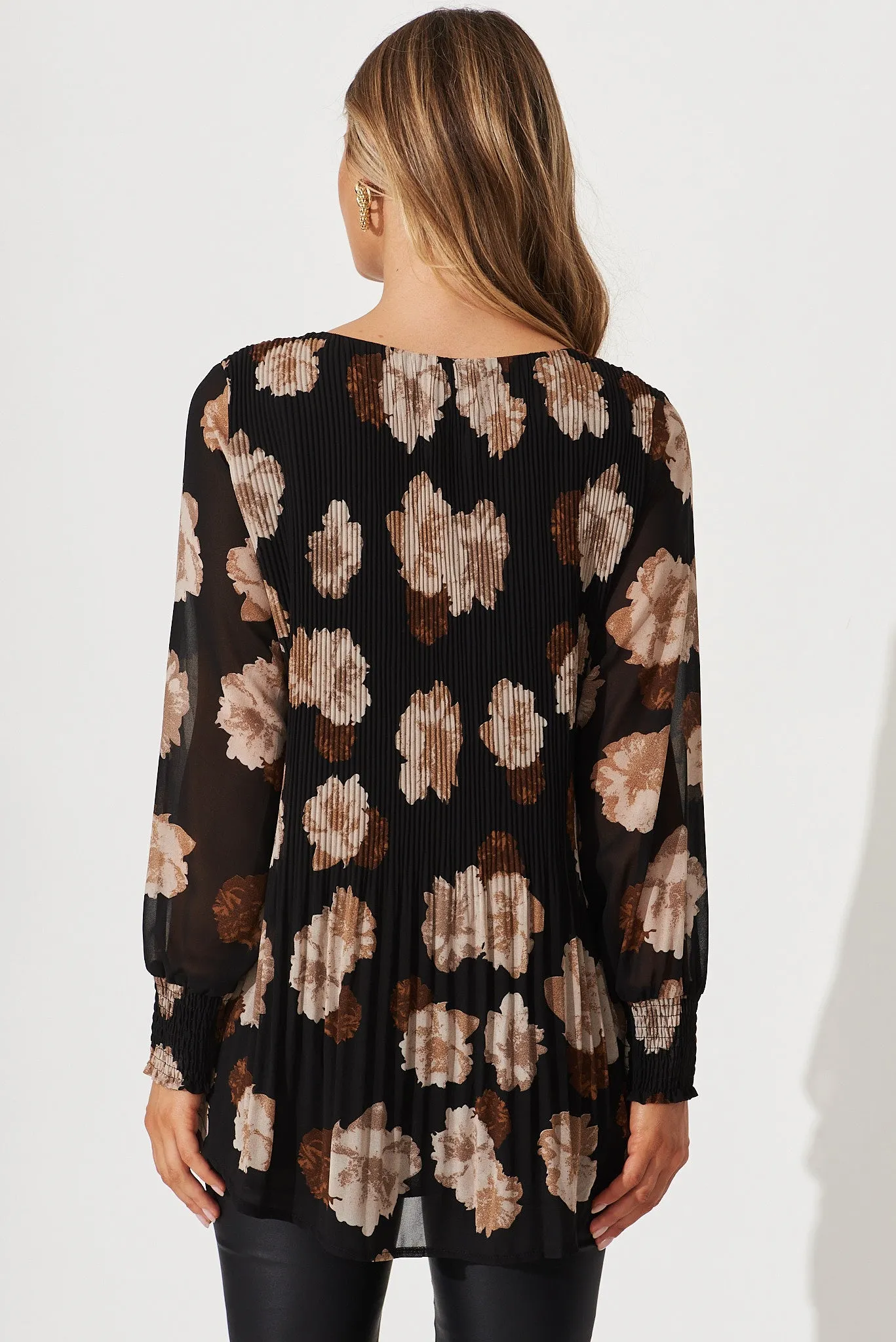 Phoebe Top In Black With Brown Floral Chiffon sold by St Frock product image thumbnail 4