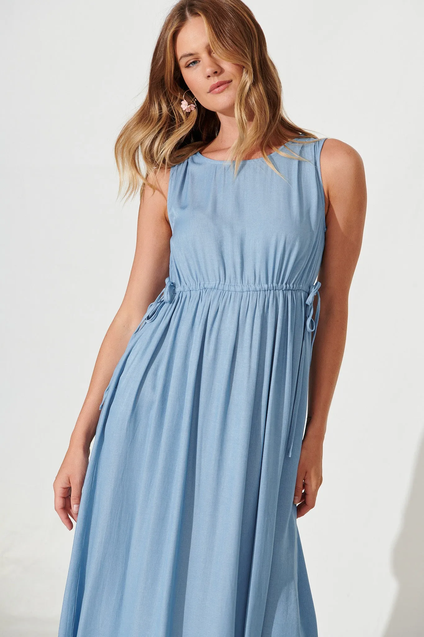 Stelley Midi Dress In Blue Cotton Blend sold by St Frock product image thumbnail 4