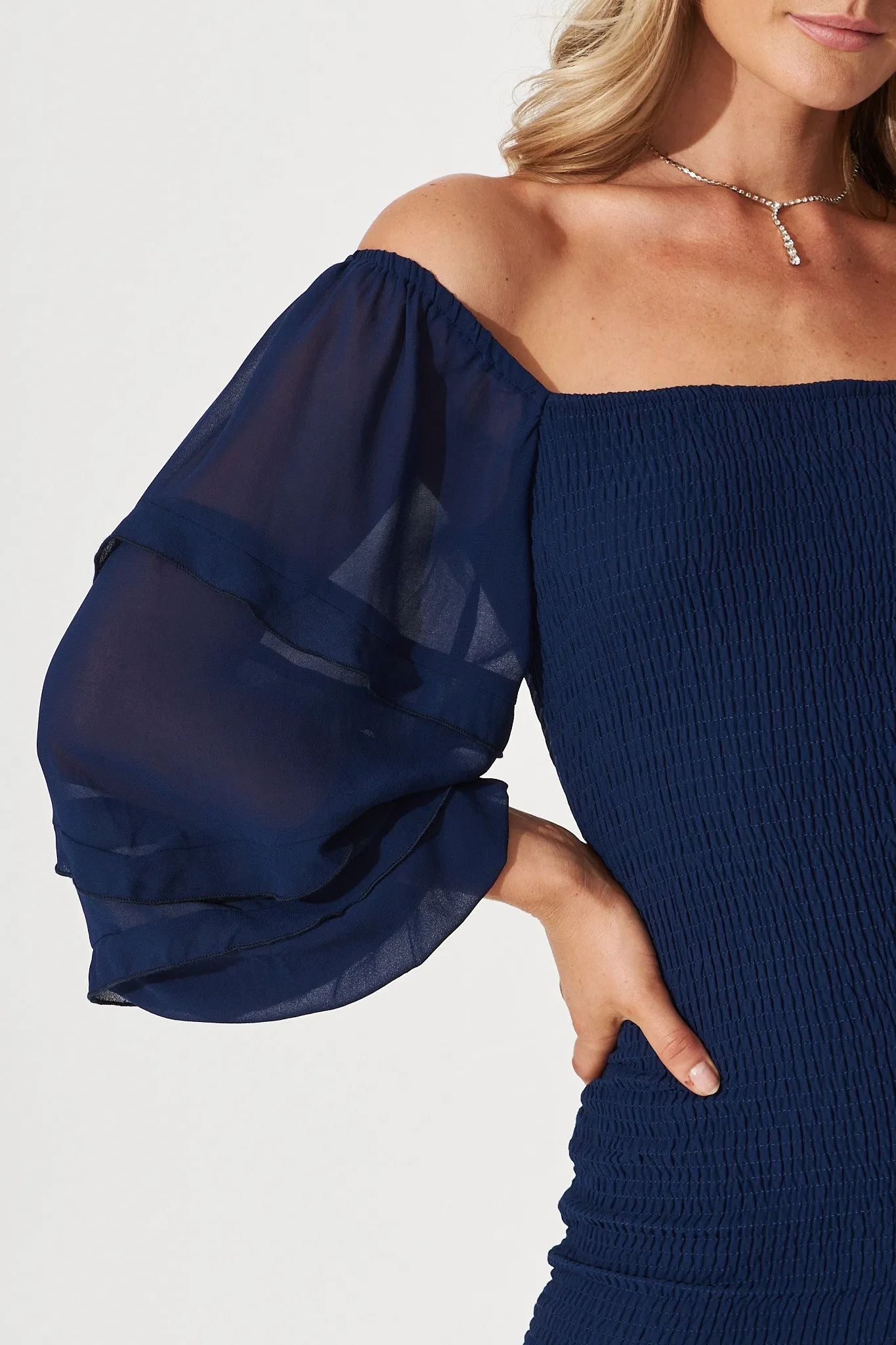 Aceline Midi Dress In Navy sold by St Frock product image thumbnail 5