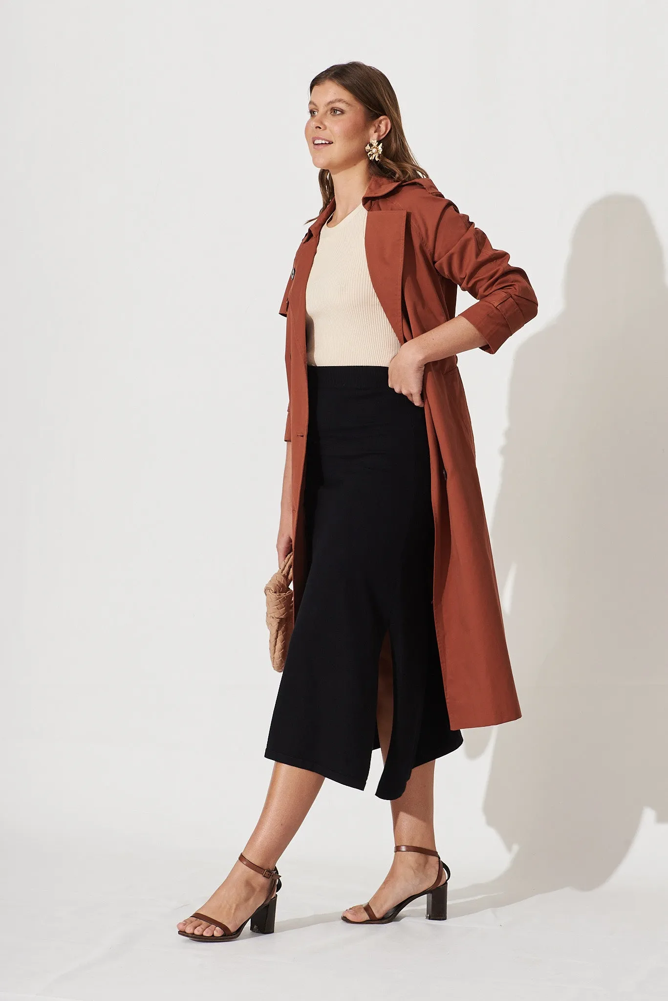 Freyja Midi Knit Skirt In Black Cotton Blend sold by St Frock product image thumbnail 2