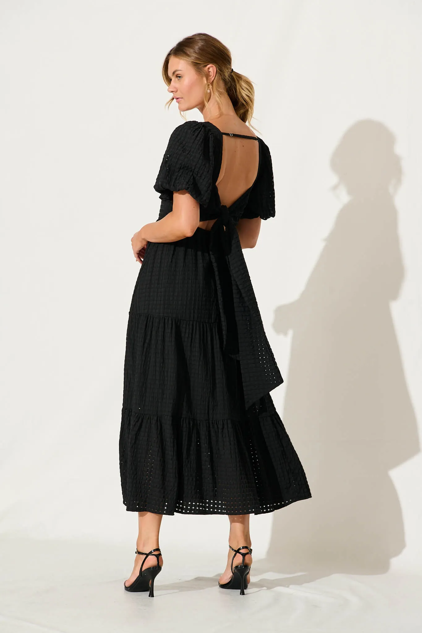 Zoya Maxi Dress In Black Cotton Blend sold by St Frock product image thumbnail 4