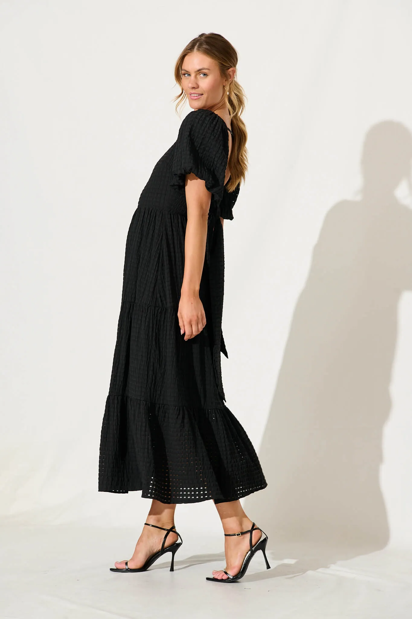 Zoya Maxi Dress In Black Cotton Blend sold by St Frock product image thumbnail 3