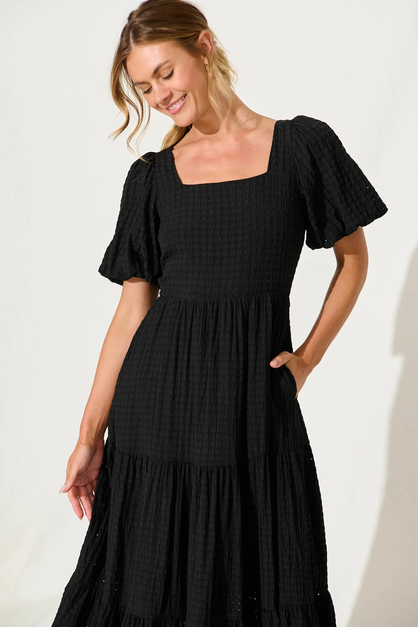 Zoya Maxi Dress In Black Cotton Blend sold by St Frock product image thumbnail 2