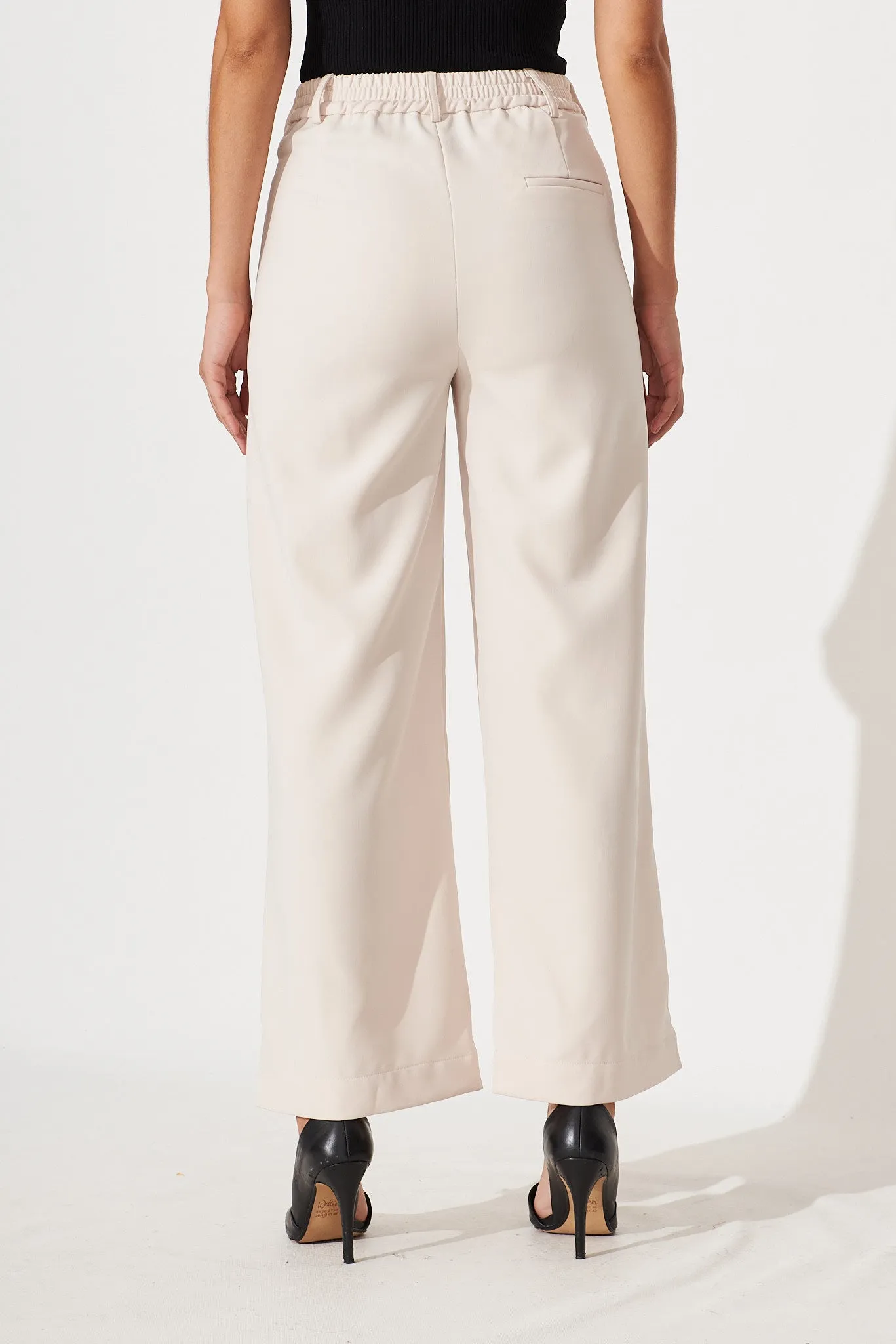 Alecia Wide Leg Pant In Beige sold by St Frock product image thumbnail 4
