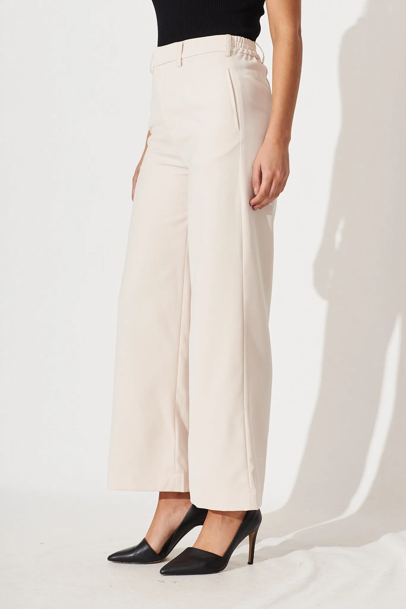 Alecia Wide Leg Pant In Beige sold by St Frock product image thumbnail 3