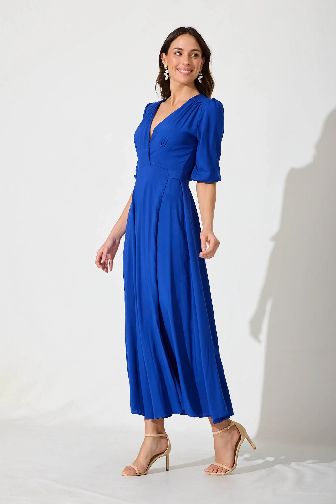Ronda Maxi Wrap Dress In Cobalt Blue sold by St Frock product image thumbnail 3