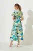 Beverly Maxi Shirt Dress In Blue Multi Patchwork Leaf Print sold by St Frock