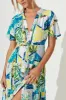 Beverly Maxi Shirt Dress In Blue Multi Patchwork Leaf Print sold by St Frock